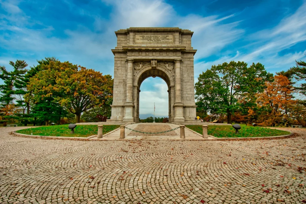 the historical gate at the valley forge National Historical park