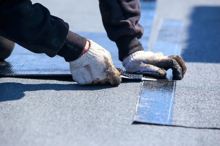 diy flat roof repair gloves and patch