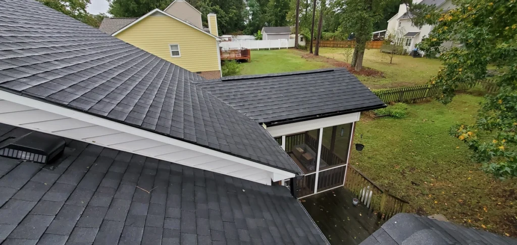 black shingles on single family house roof