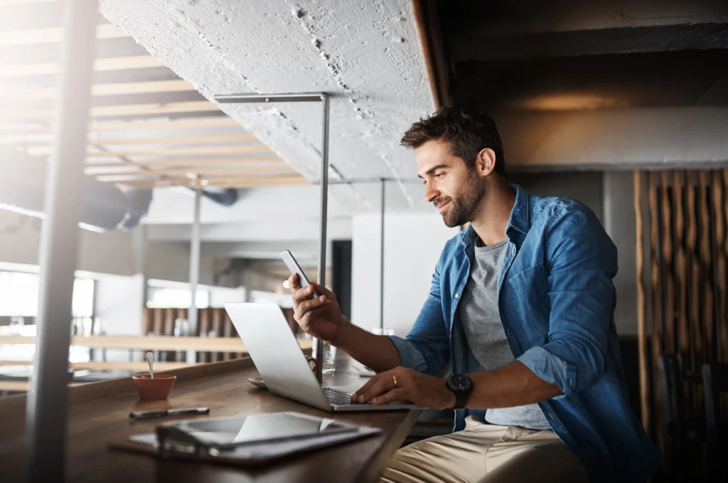 man working on computer