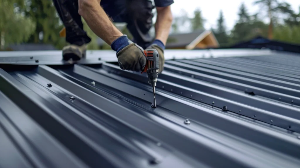 close up to metal commercial roof installation in collegeville pa