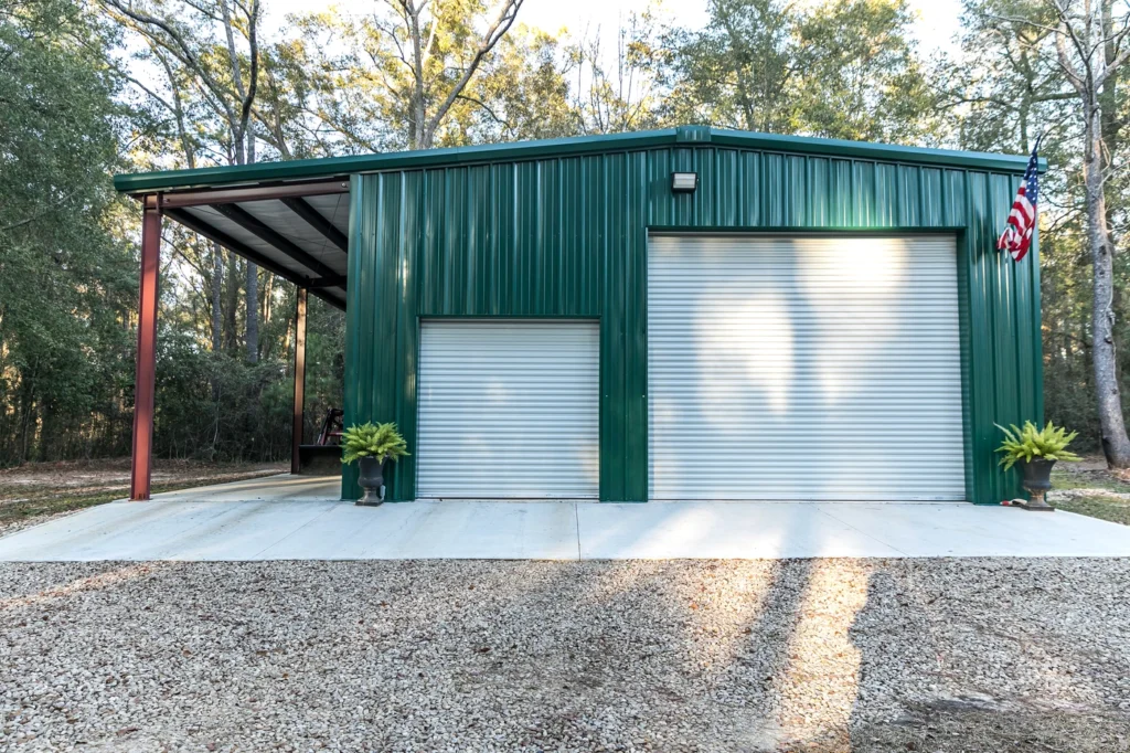 green metal siding installation on commercial building