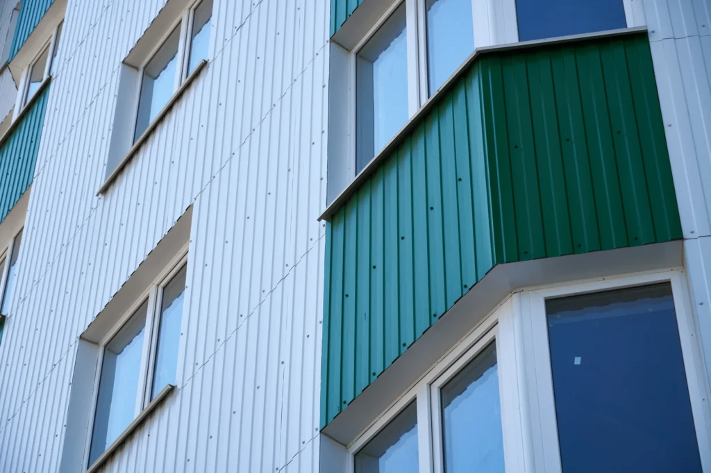 close up view of new siding installed on apartment complex