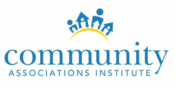 Logo for the Community Associations Institute featuring stylized people and houses above a yellow arc, with the words "community ASSOCIATIONS INSTITUTE" below in blue text.