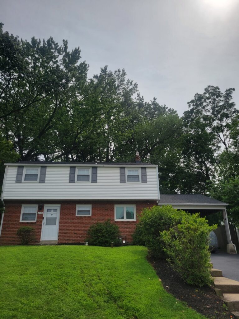 completed roof replacement front elevation lafayette hill pa 06