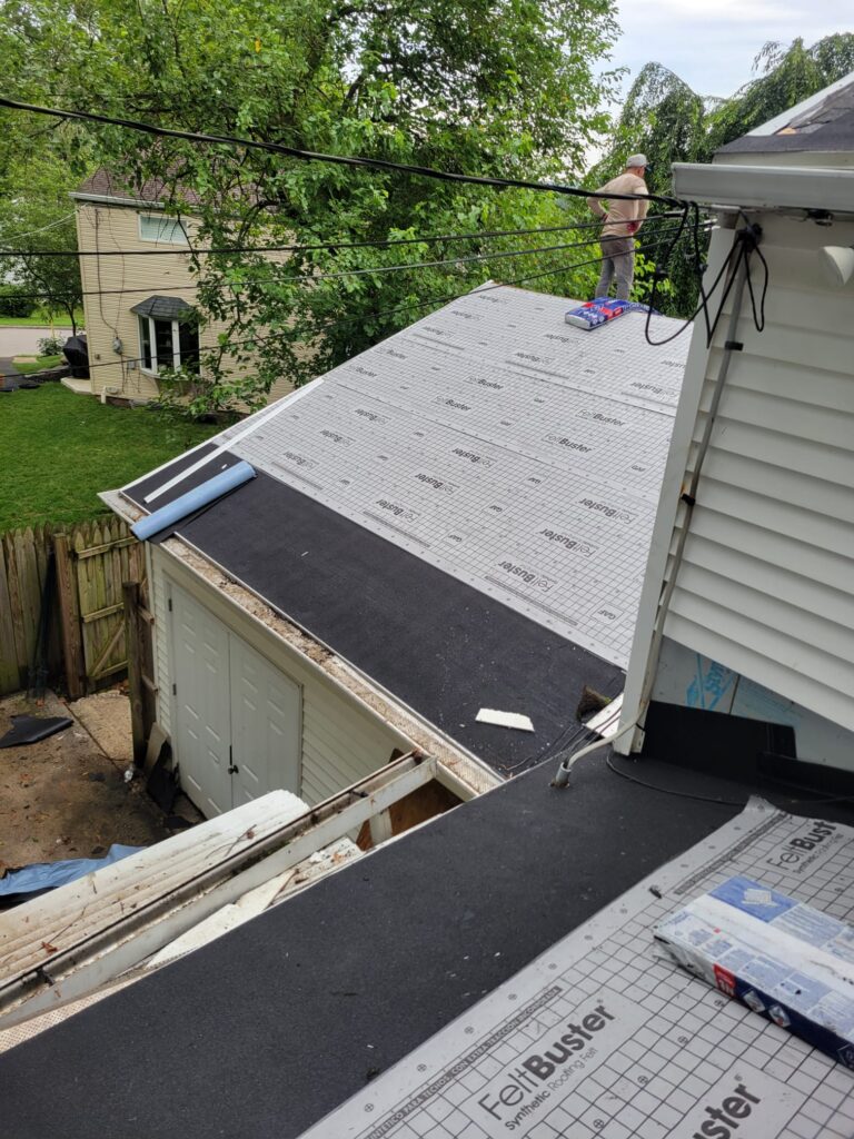 feltbuster underlayment garage roof section lafayette hill pa 18